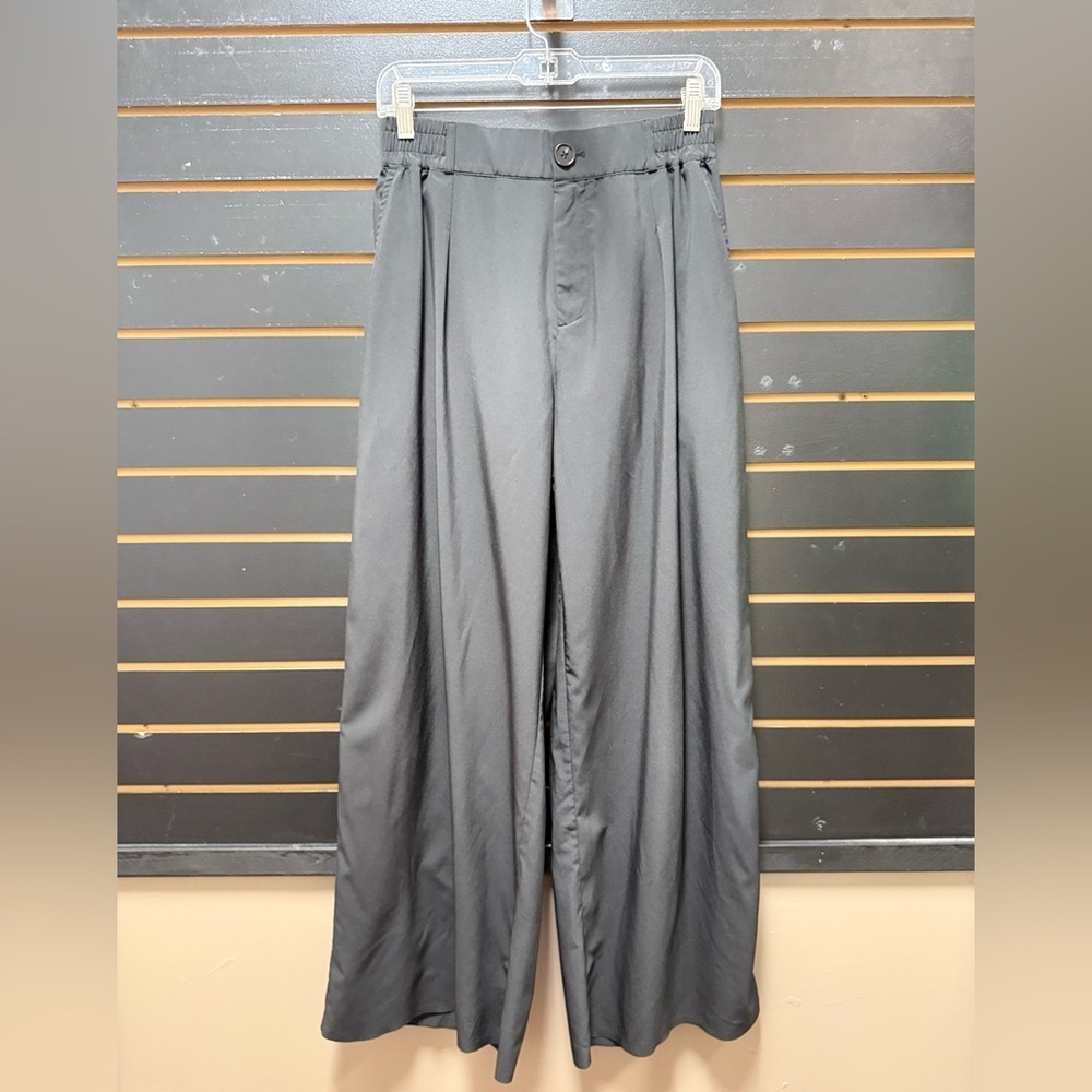 Zyia Active Black Wide Leg Pants Size L High Rise Flowy Athleisure